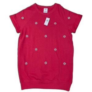 Gap Kids French Terry Dress in Coral with White Flowers size 6-7